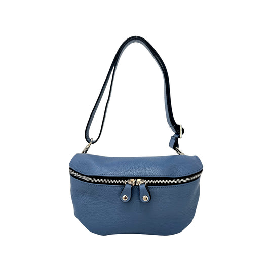Genuine Leather Belt Bag - Light Blue