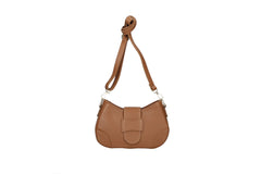 Audrey leather crossbody bag cognac front view
