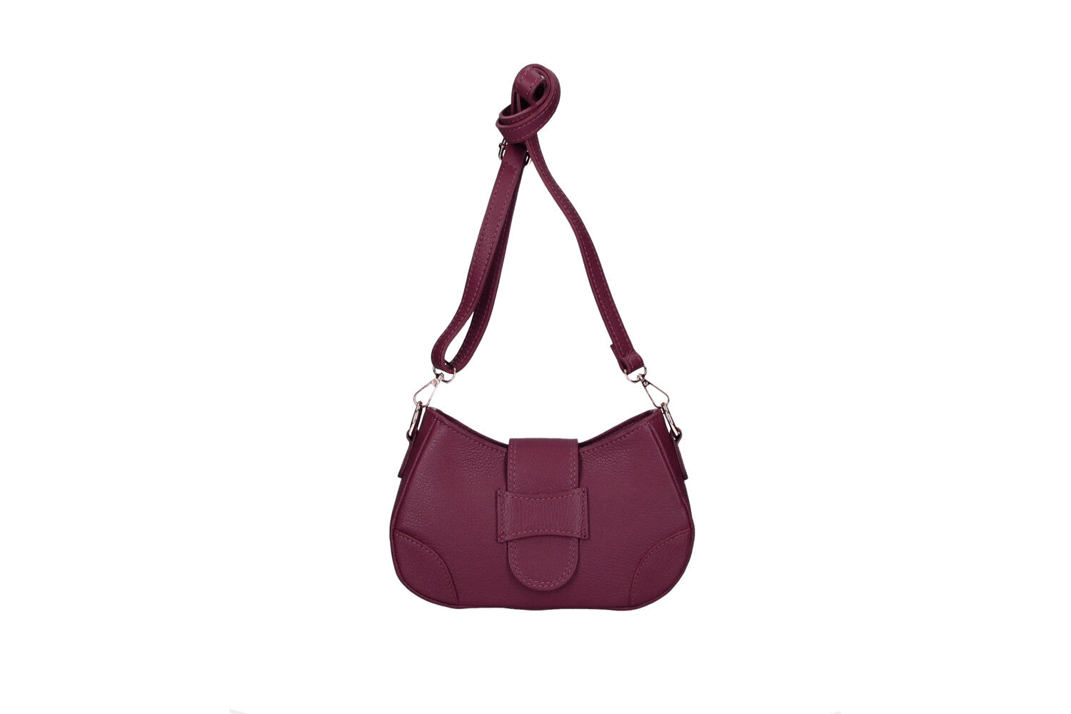 Audrey leather crossbody bag violet front view