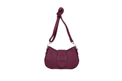 Audrey leather crossbody bag violet front view