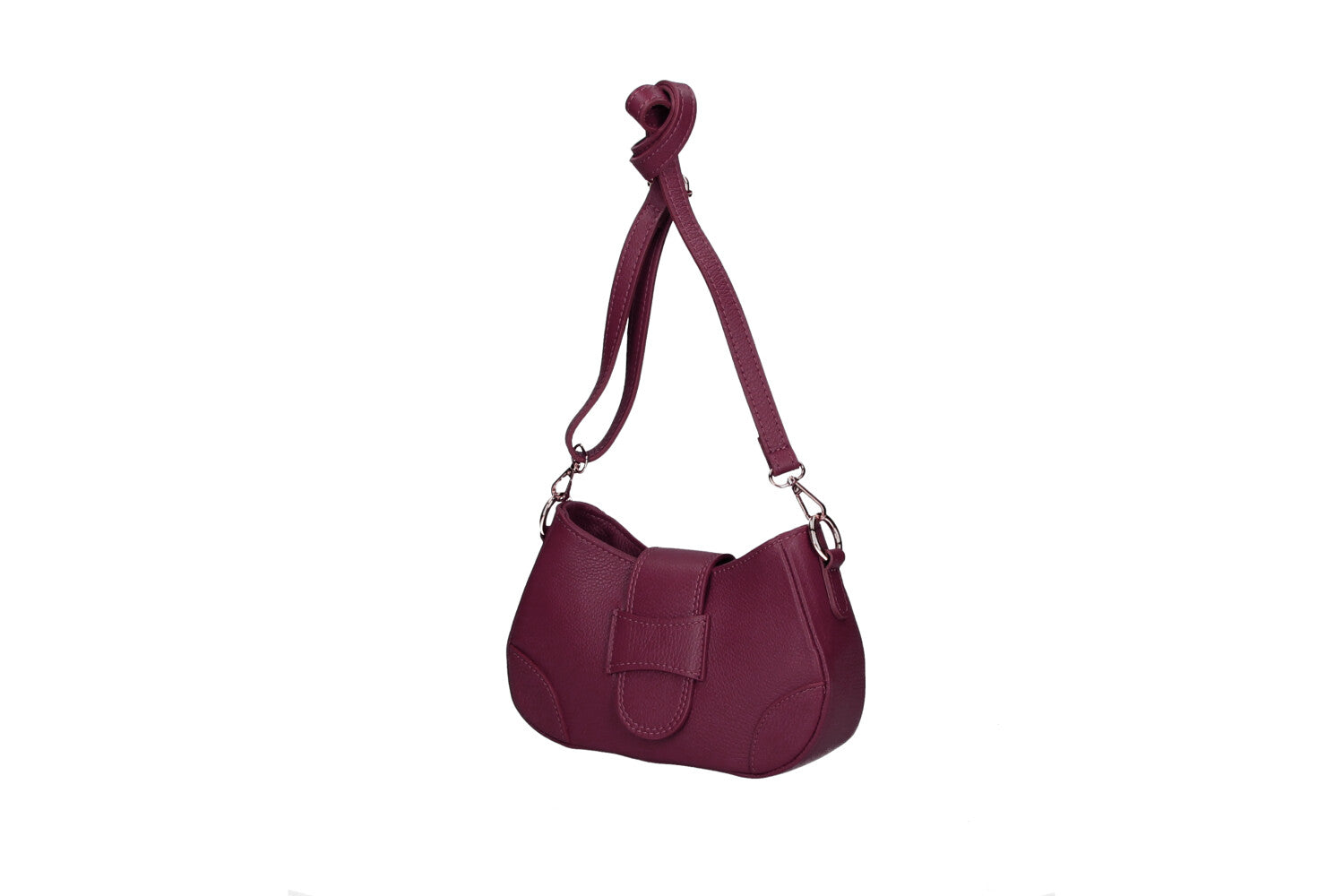Audrey leather crossbody bag violet side view