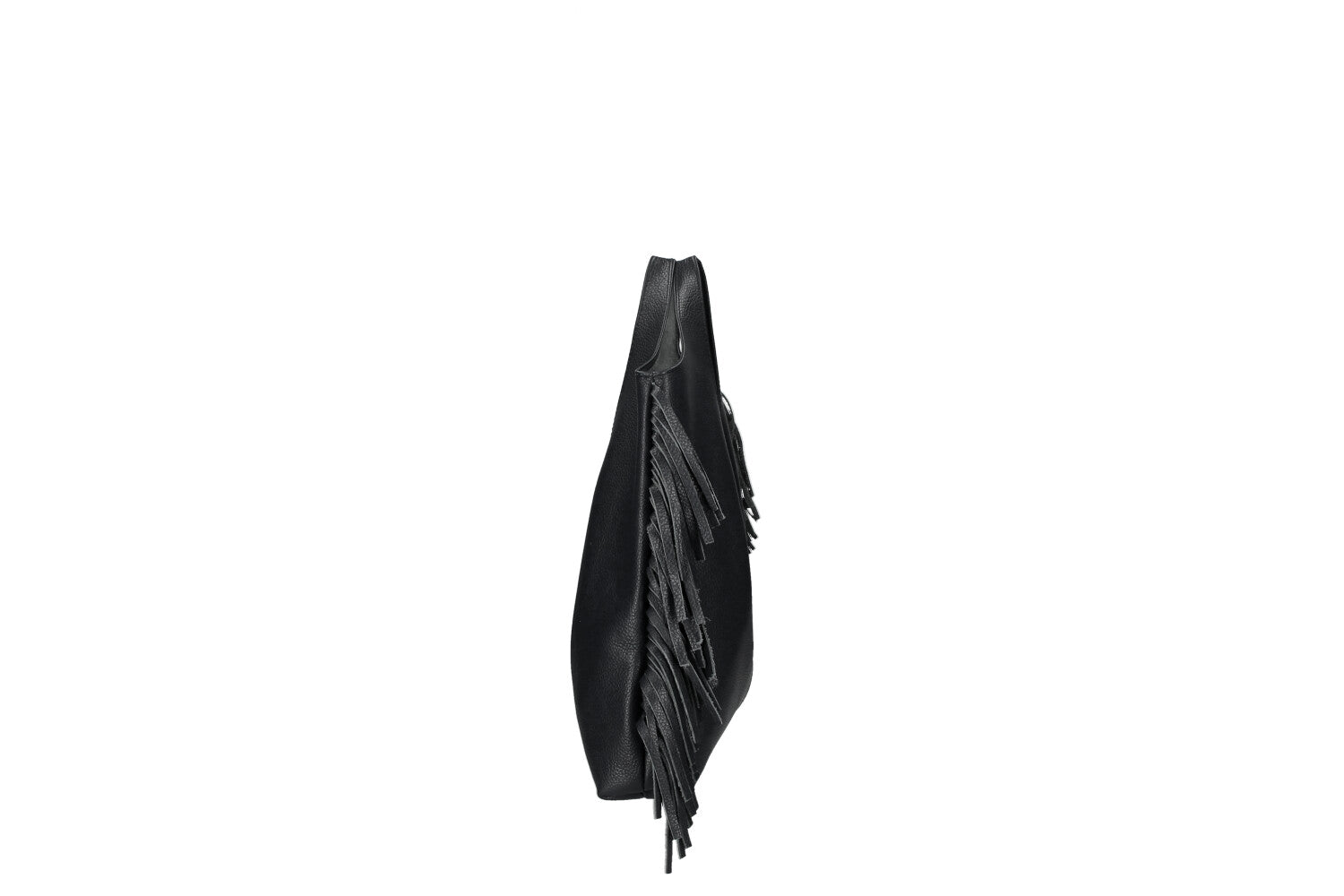 Cristal leather fringe bag black detail