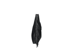 Cristal leather fringe bag black detail