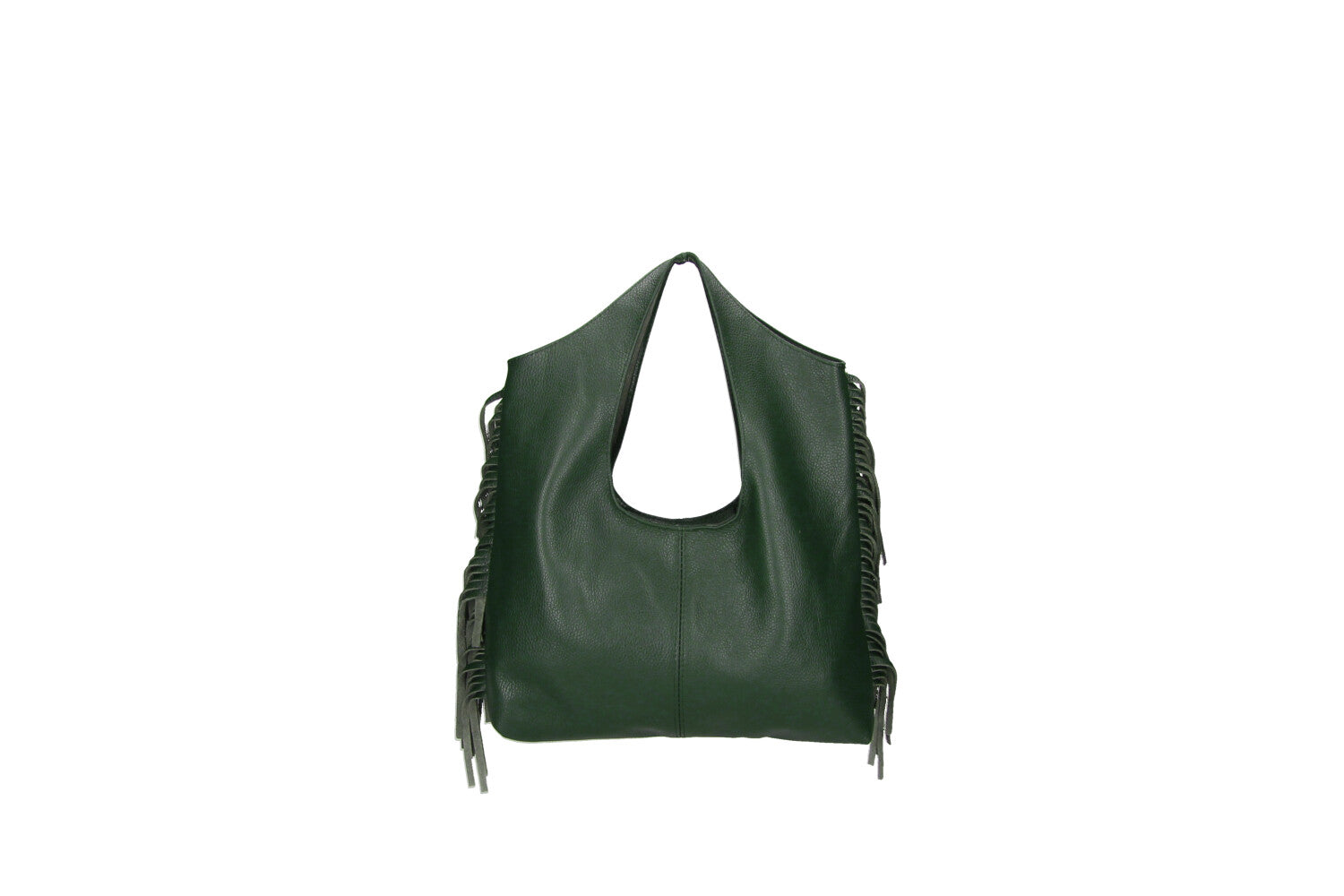 Cristal leather fringe bag burgundy front view