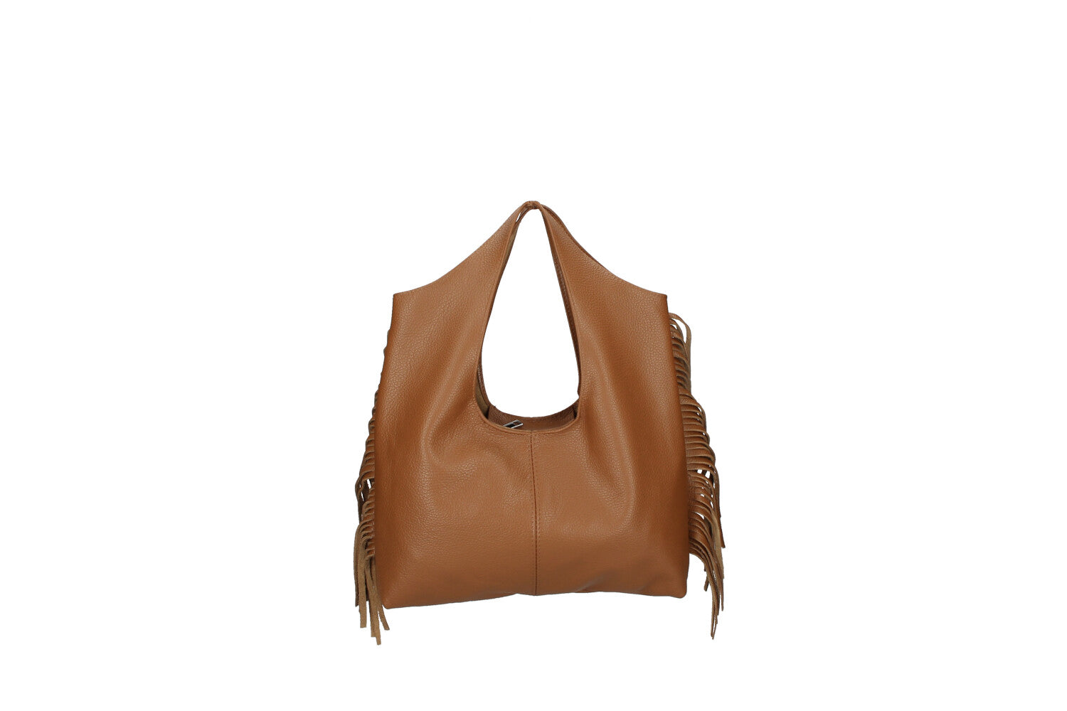 Cristal leather fringe bag cognac front view