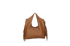 Cristal leather fringe bag cognac front view