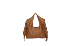 Cristal leather fringe bag cognac back view