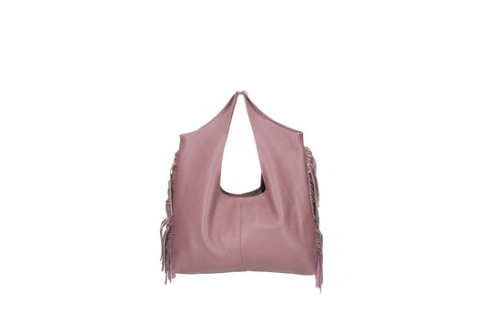 Cristal leather fringe bag rust back view