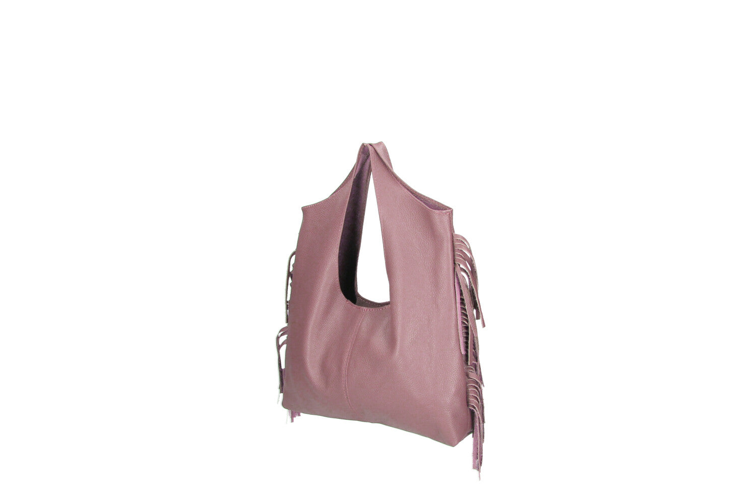 Cristal leather fringe bag rust front view