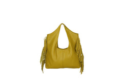 Cristal leather fringe bag sage green detail