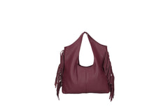 Cristal leather fringe bag violet back view
