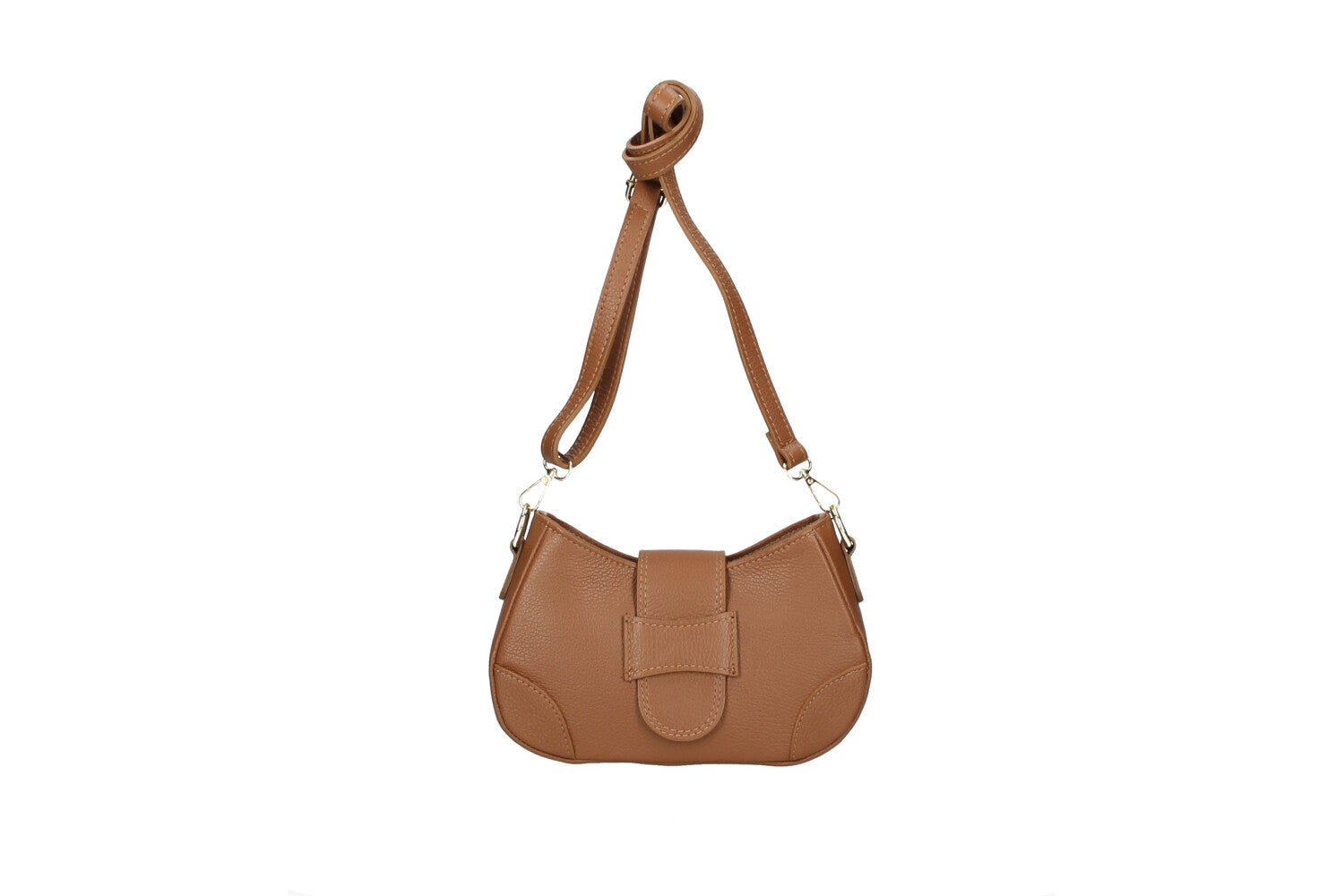 Audrey leather crossbody bag cognac front view