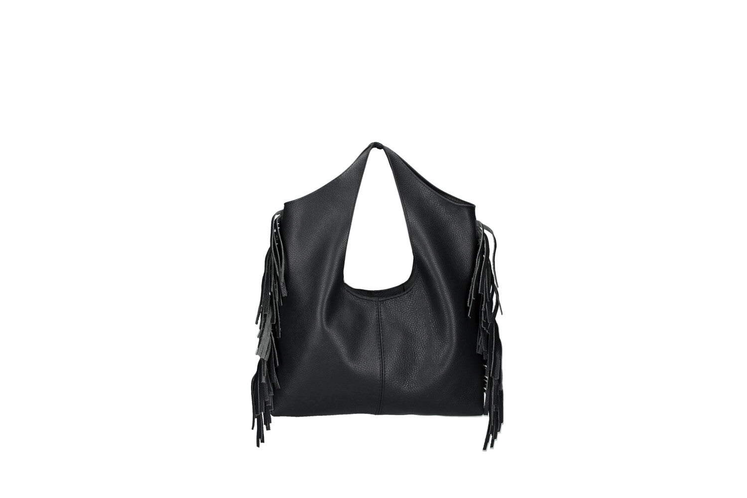 Cristal leather fringe bag black back view