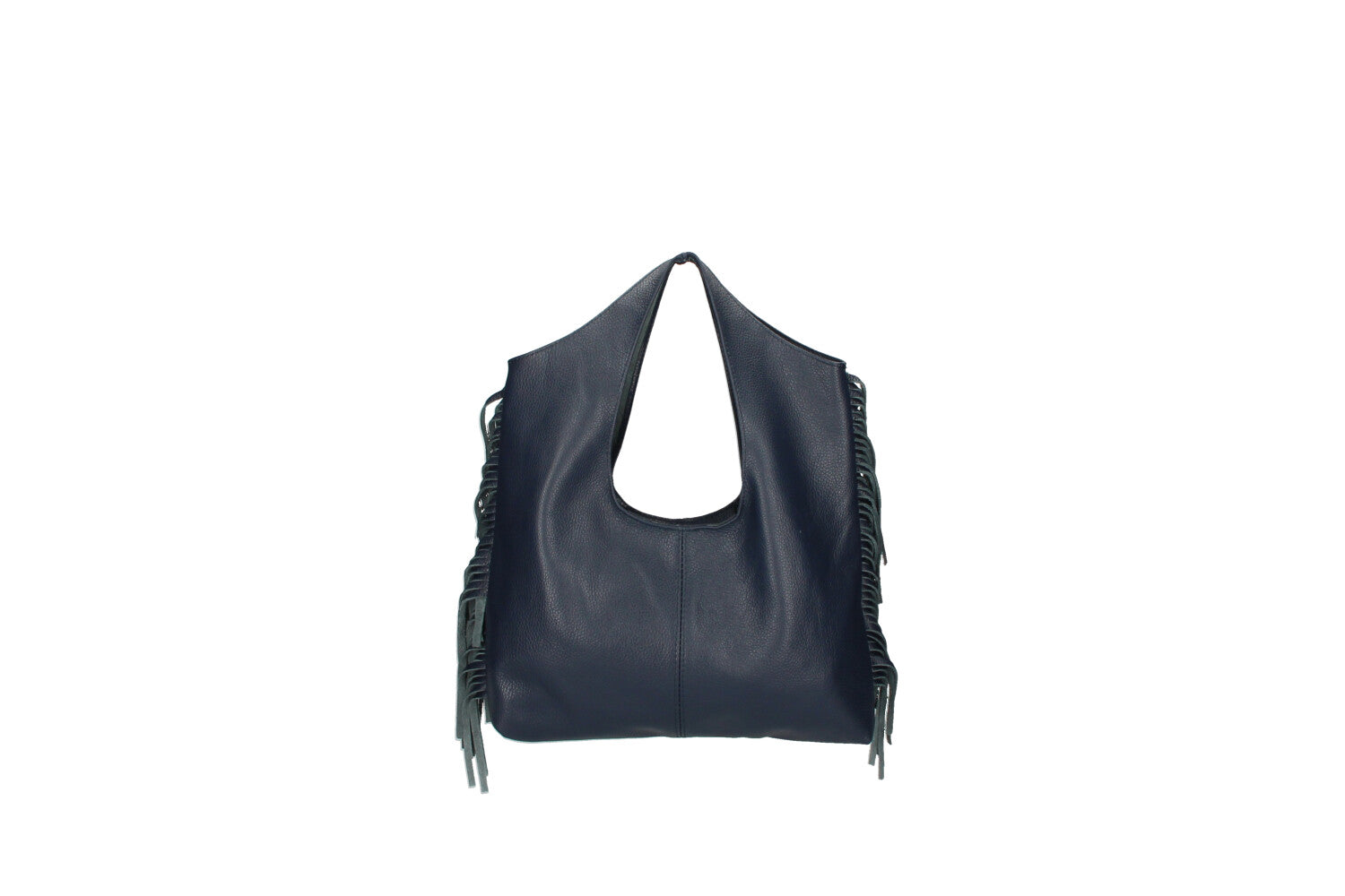 Cristal leather fringe bag brown front view