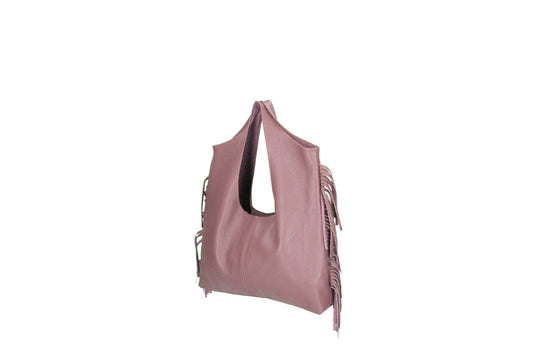 Cristal leather fringe bag rust front view