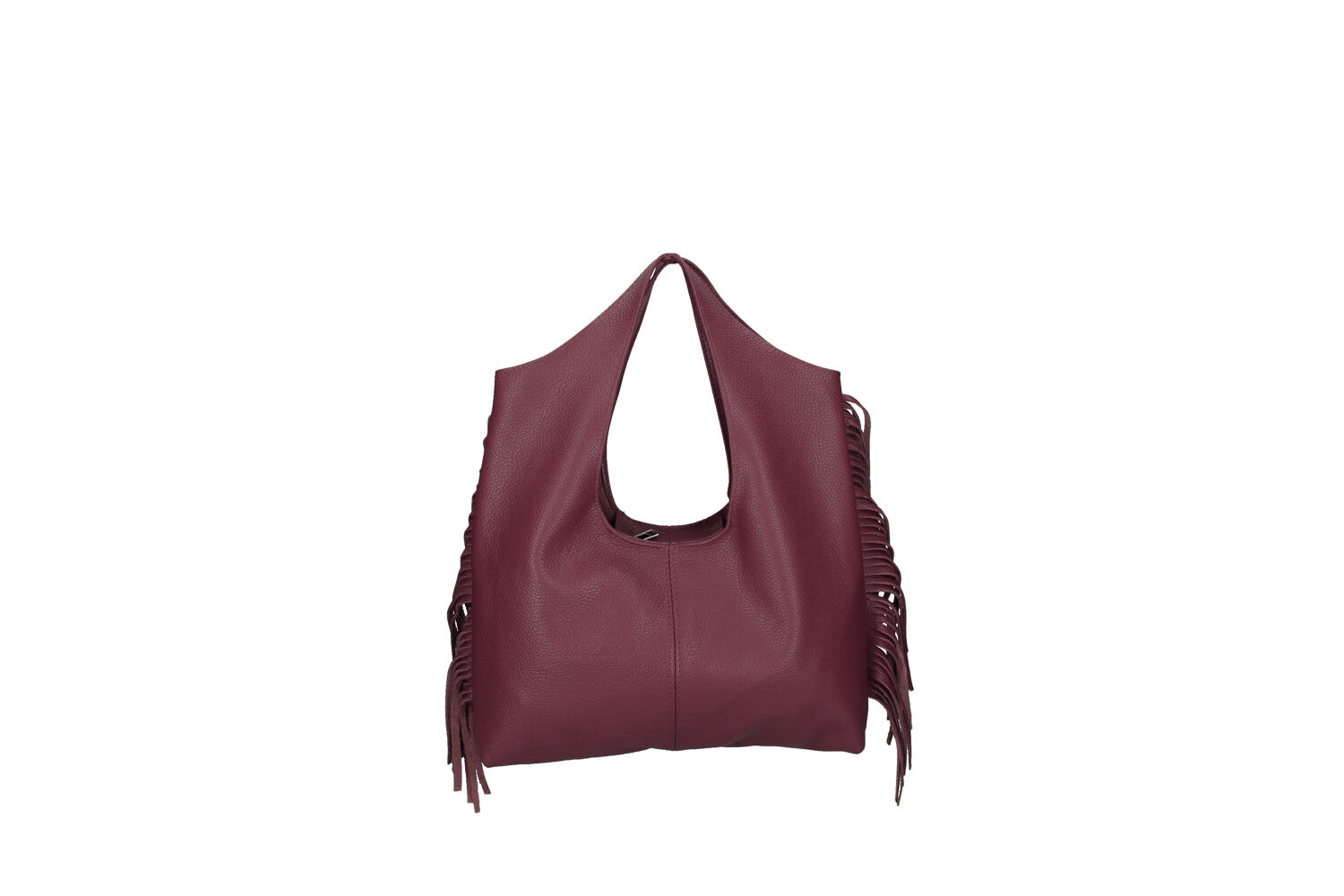 Cristal leather fringe bag violet front view