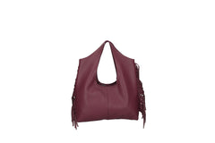 Cristal leather fringe bag violet front view