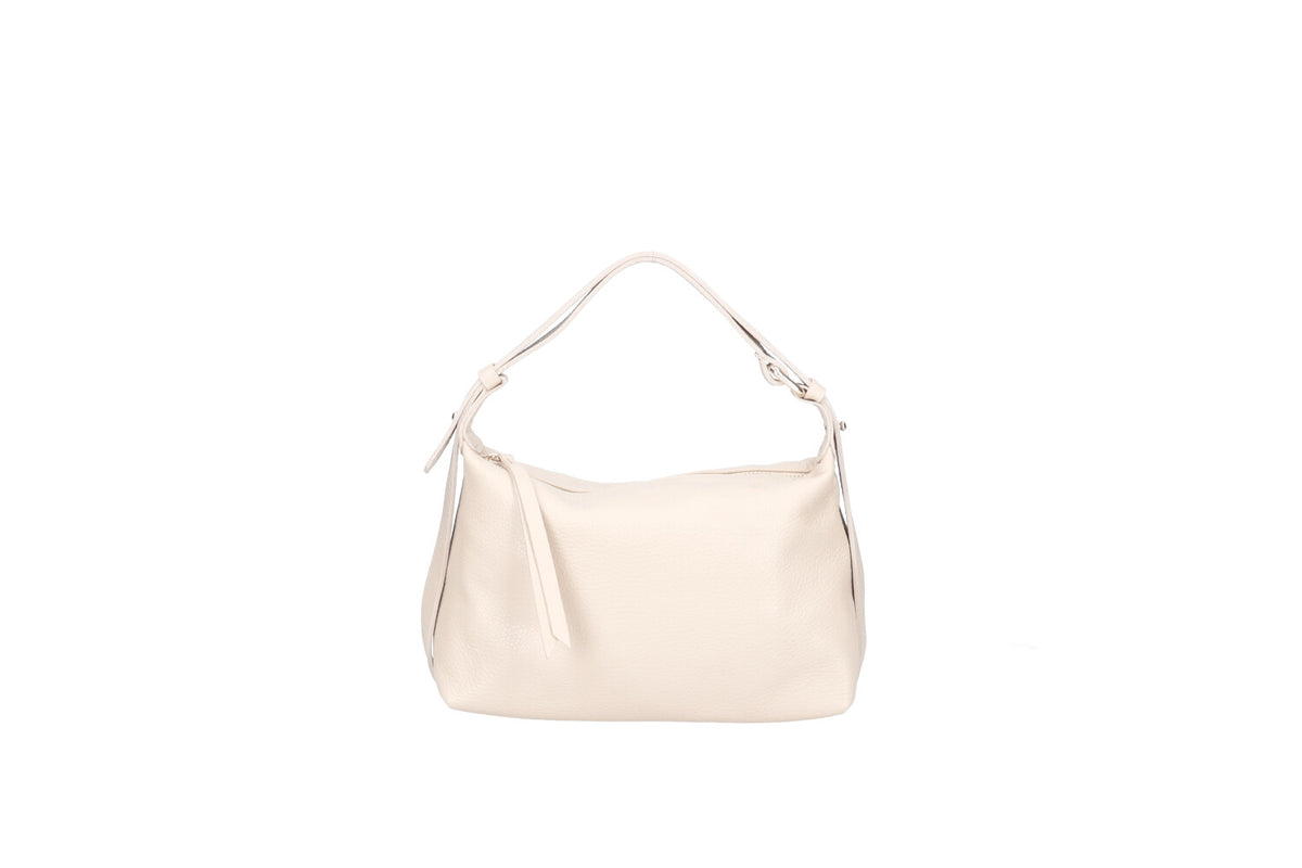 Doda leather crossbody bag beige front view