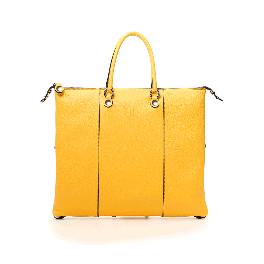 Large yellow leather sales handbag