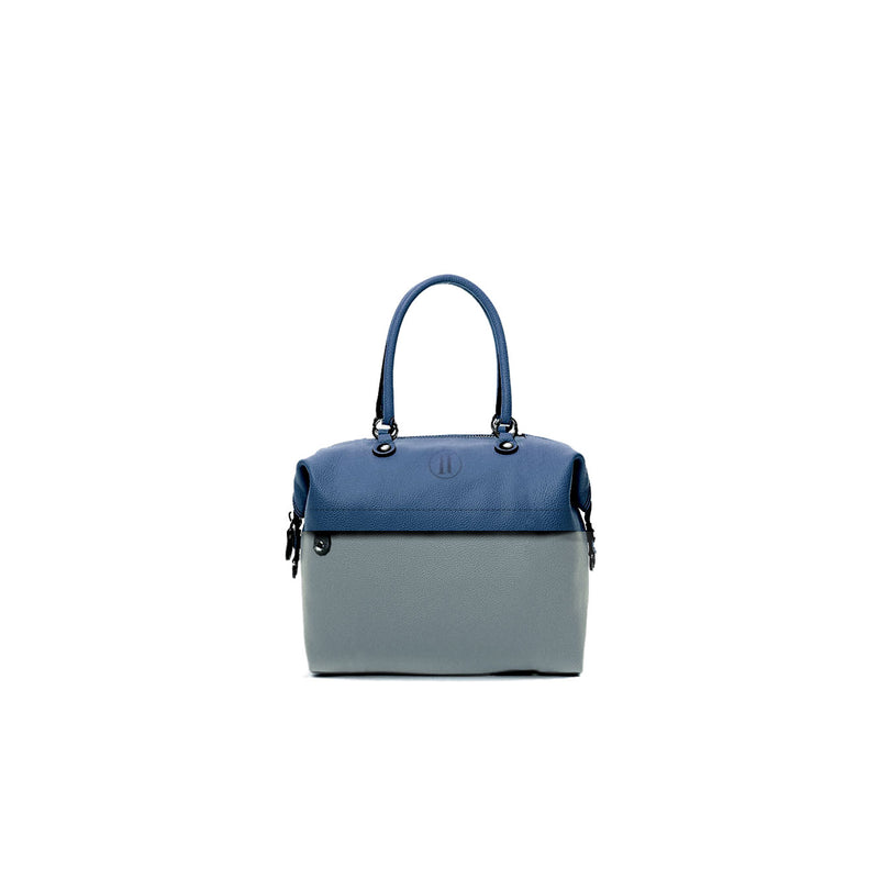Small Leather Two-Tone Navy/Grey