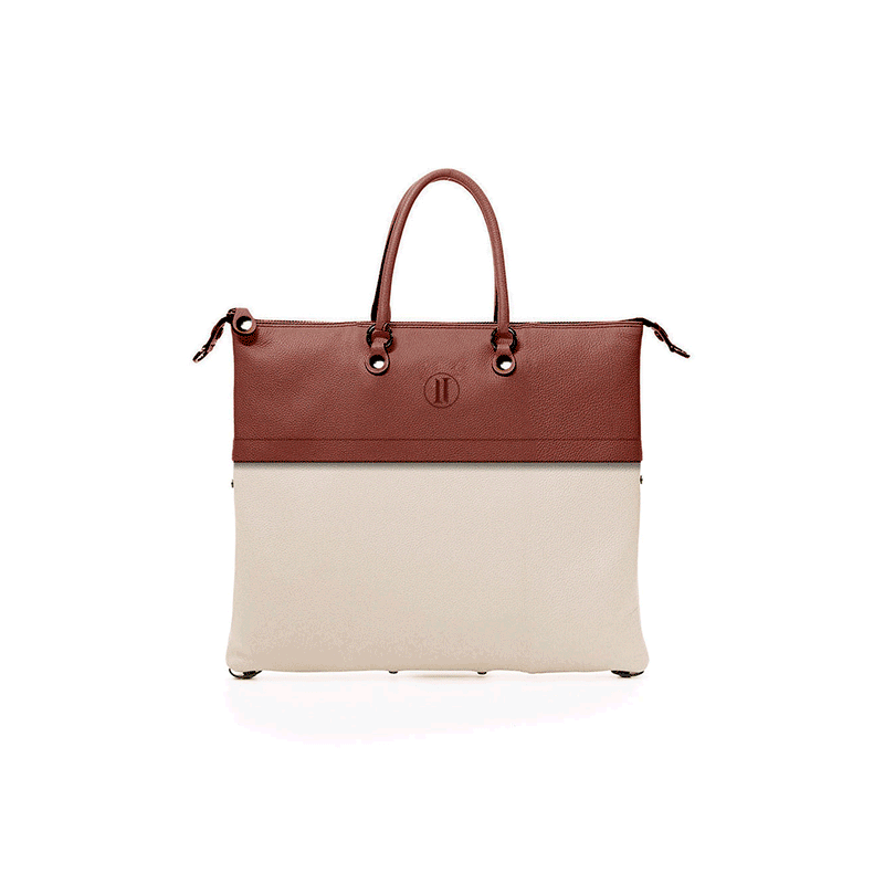 Small Leather Two-Tone Brown/Milk