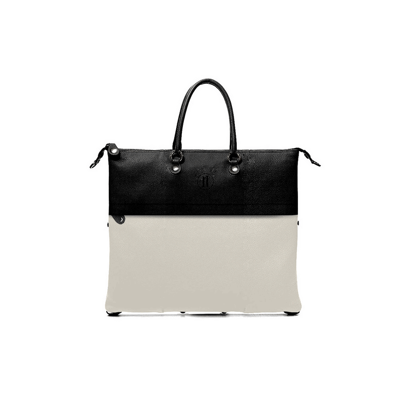 Small Leather Two-Tone Black/Milk